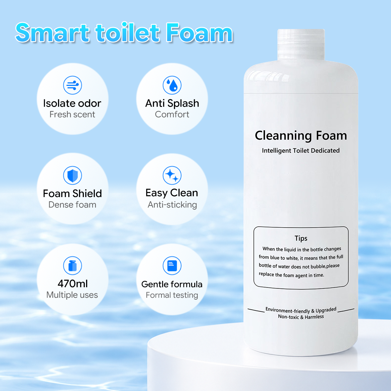 Smart Toilet Foaming Shield 470ml For Smart Toilet Cleaner Splash Control Deodorizing Foam Agent