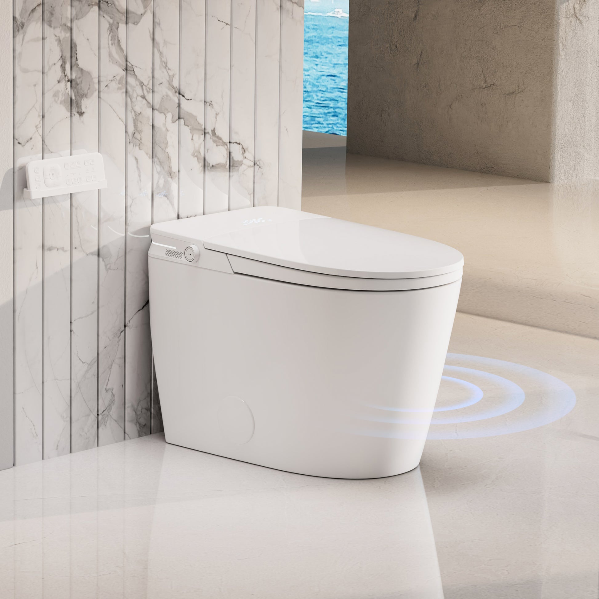 Smart Bidet Toilet with Auto Lid&Seat, Auto 1000 Gram MaP Score Flush, ADA Comfort Height, Heated Seat, Air Dryer, Photocatalyst Deodorization, Smart Toilet with Bidet Built in, 12’’ Rough-in