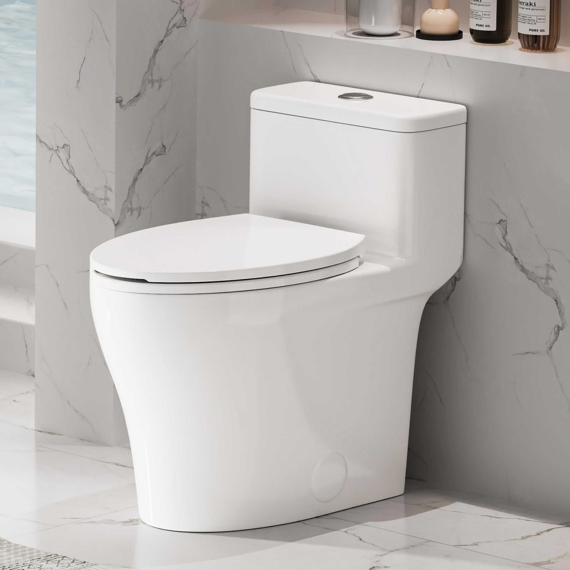 0.8/ 1.28 GPF Dual Flush Elongated One Piece Toilet with Comfort Chair Seat ADA Height 17.33", 12" Rough-in
