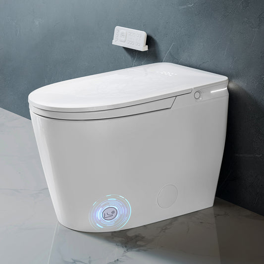 Luxury Smart Toilet, Bidet Toilet with Foam Dispenser, Auto Open/Close, MAP 1000g Powerful Auto-Flush, Warm Water/Dryer, ADA Chair Height Elongated Heated Seat, Deodorization